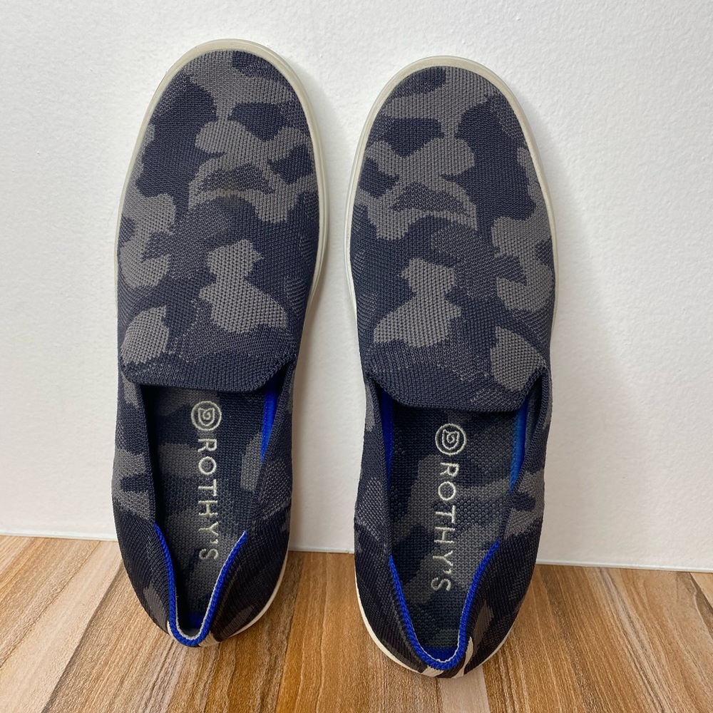 Rothy's Gray Camo Knit The Original Slip On Sneaker Shoes Women’s Size 10 Gray
